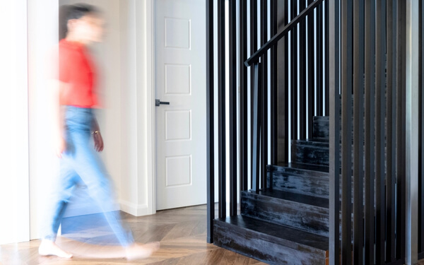 Decobatten used on a staircase railing application.